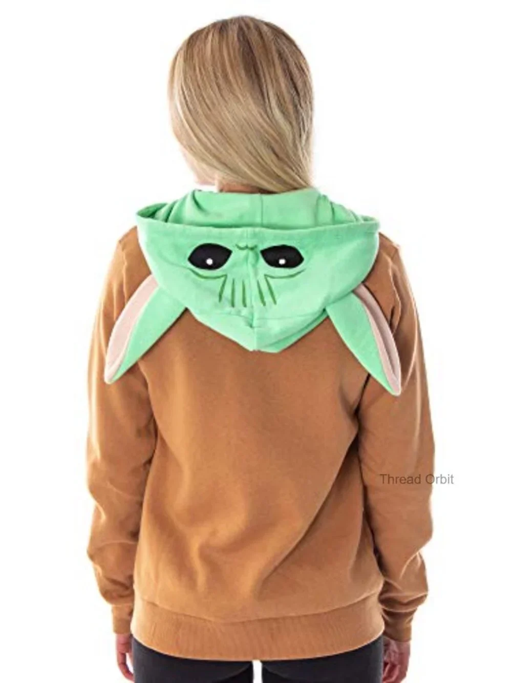 The Child Baby Yoda Character Costume Zip Hoodie with 3D Ears - Juniors